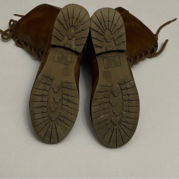 Time and Tru Womens Brown Mid Calf Lace Up Side Zip Size 6 Combat Boots - Picture 5 of 10